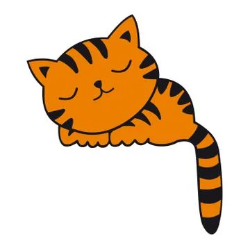 Orange sleeping cat with black stripes Stock Illustration