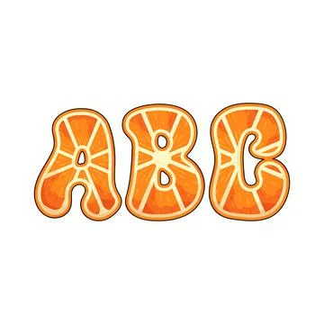 Orange slice alphabet letters ABC Stock Illustration
