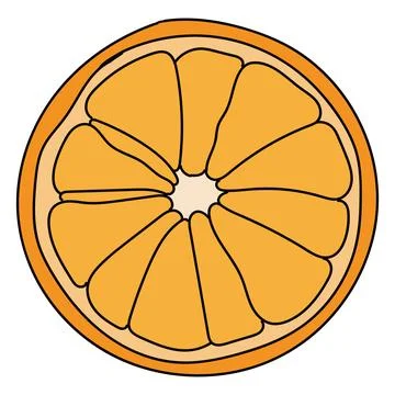 Orange slice, cutaway view. Design element of postcards, banners, sticker Stock Illustration