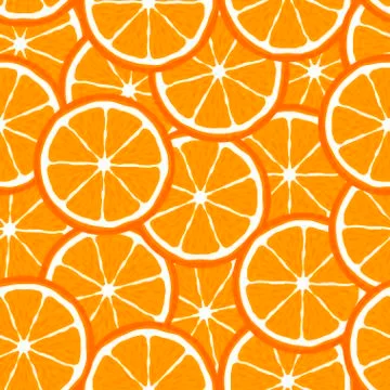 Orange slice fruit citrus seamless bright pattern Stock Illustration