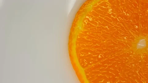 Orange slice fruit turn on a white background. Healthy eating concept, flat lay Stock Footage 125885258