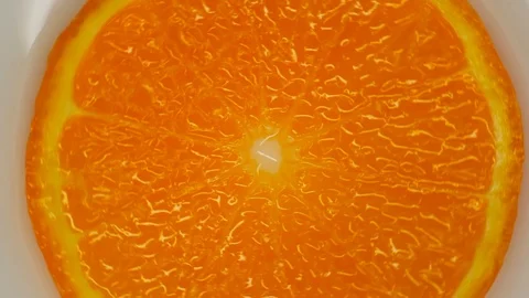 Orange slice fruit turn on a white background. Healthy eating concept, flat lay Stock Footage 125885293