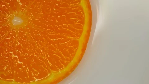 Orange slice fruit turn on a white background. Healthy eating concept, flat lay Stock Footage 125885412