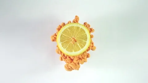 Orange slice ink explosion Stock Footage 79543488