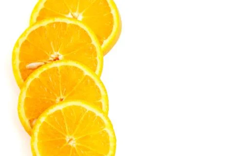 Orange slice isolated on white background. fresh fruit. top view Stock Photos