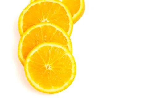 Orange slice isolated on white background. fresh fruit. top view Stock Photos