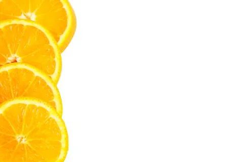 Orange slice isolated on white background. fresh fruit. top view Stock Photos