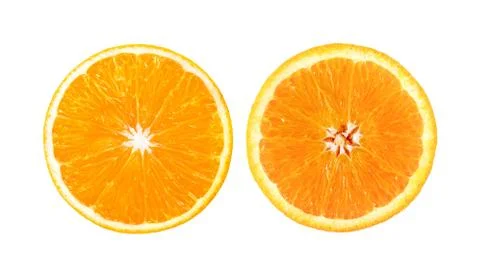 Orange slice isolated on a white background. top view Stock Photos