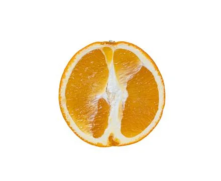 Orange slice isolated on white background. Along the cut fresh fruit Stock Photos