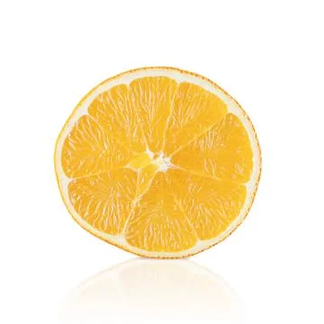 Orange slice isolated on white background, full depth of field Stock Photos