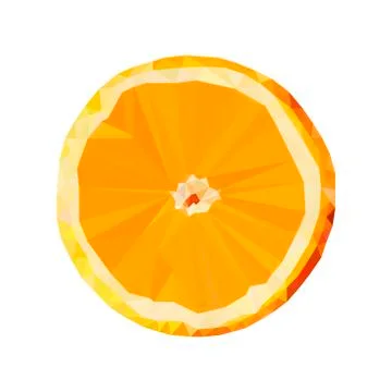 Orange slice low poly. Vector food, Fruit isolated on white background Stock Illustration