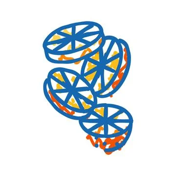 Orange slice round fall icon doodle illustration Stock Illustration