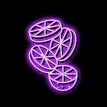Orange slice round fall neon glow icon illustration Stock Illustration