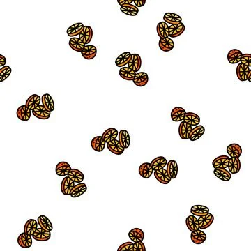 Orange slice round fall vector seamless pattern Stock Illustration