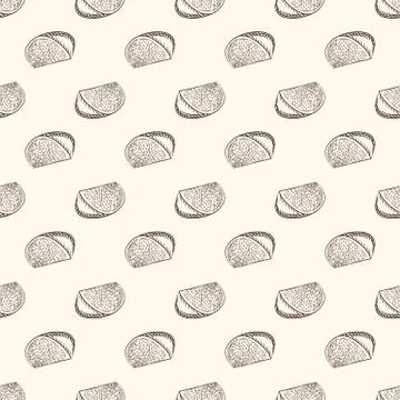 Orange slice seamless pattern. Engraving vintage style. Stock Illustration