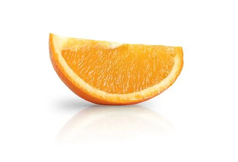 Orange slice with shadow and reflection isolated on white Stock Photos