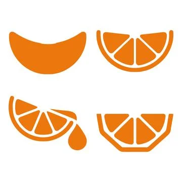Orange slice silhouette set citrus fruit vector illustration Stock Illustration