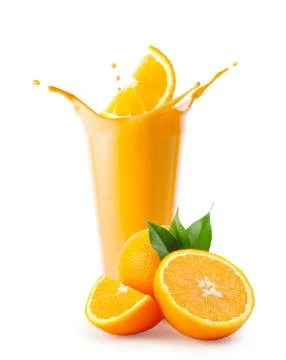 Orange slice splash in smoothie or yogurt Stock Photos
