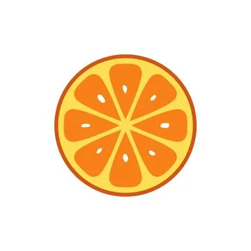 Orange Slice Top View Citrus Fruit Illustration Flat Design Isolated Icon Stock Illustration