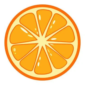 Orange Slice Vector Illustration Isolated on Light Background Illustrazione stock