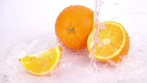 Orange Slice Washed with Water. Stock Footage 72841036