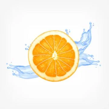 Orange slice with water Stock Illustration