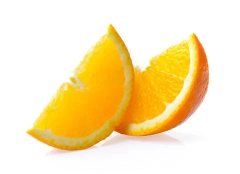 Orange slice on white background Stock Photos