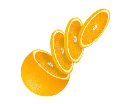 Orange sliced creative concept isolated on white background for poster, flyer Stock Photos