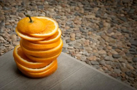 Orange sliced stacked tower shape Stock Photos