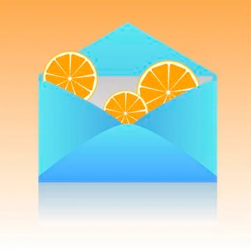 Orange slices in an envelope Illustrazione stock