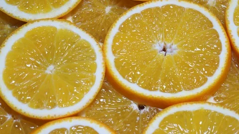 Orange Slices In Extreme Close Up background Video stock 97300868