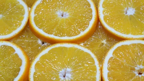Orange Slices In Extreme Close Up background Stock Footage 97300877