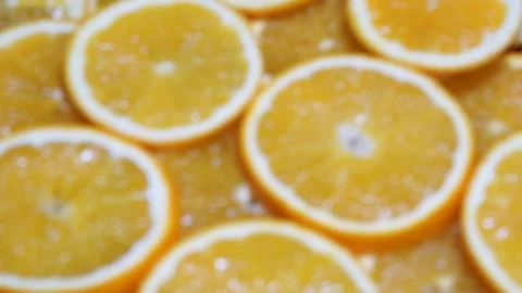 Orange Slices In Extreme Close Up background Video stock 97300899