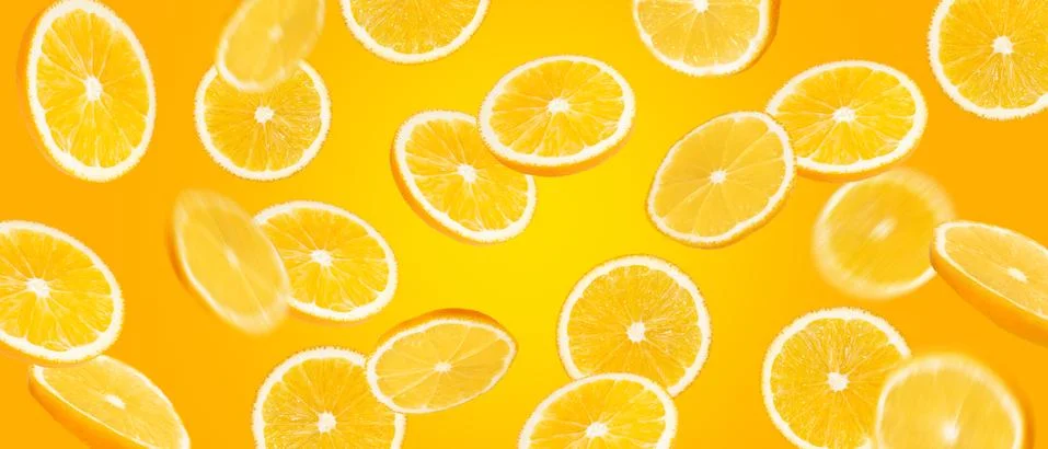 Orange slices fall Stock Photos