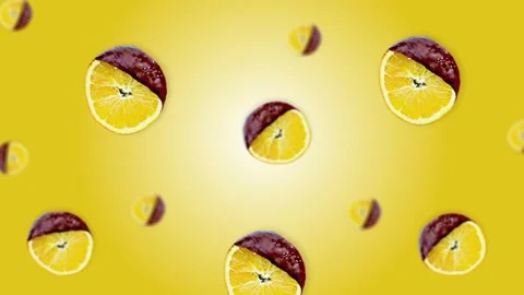 Orange slices Floating on white orange round gradient background Stock Footage 163438341