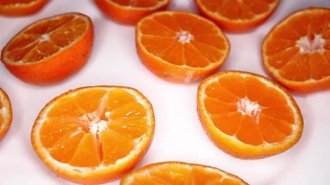 Orange Slices Half Oranges Texture Closeup Video Seamless Looping Stock Footage 140135448