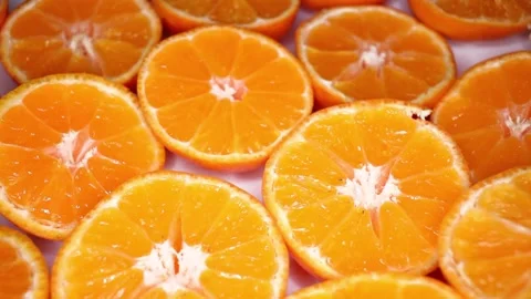 Orange Slices Half Oranges Texture Closeup Video Seamless Looping Stock Footage 140135572