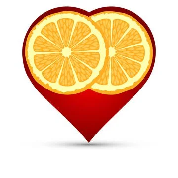 Orange slices with heart Stock Illustration