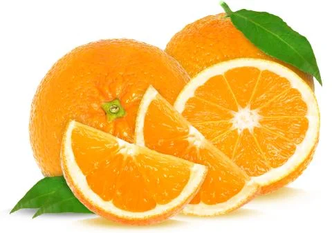 Orange slices isolated Stock Photos