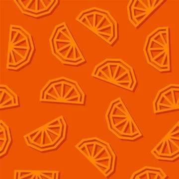 Orange slices low poly seamless pattern. Dark background. Stock Illustration