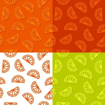 Orange slices low poly seamless pattern. 4 color variations. Stockillustratie