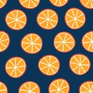 Orange Slices Pattern Dark Background Stock Illustration