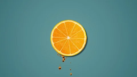Orange slices rotating on blue background - animation Stock Footage 109479911
