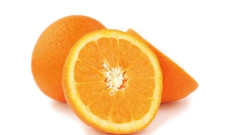 Orange Slices Rotating On White Background Stock Footage 74478549