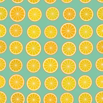 Orange slices simple seamless pattern With a piece of orange citrus fruit on  Stock Illustration