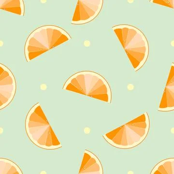 Orange slices summer seamless pattern on the seeds background Stock Illustration