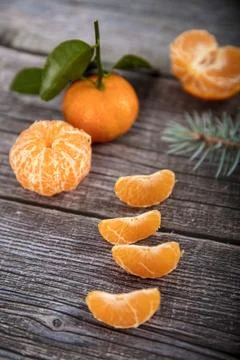 Orange slices on the table Stock Photos