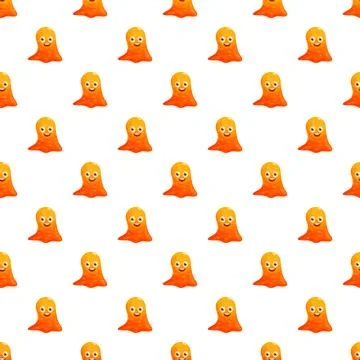 Orange slime monster cartoon pattern on white background Stock Illustration