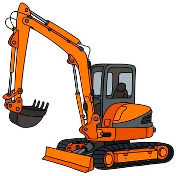 Orange small excavator Stock Illustration