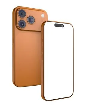 Orange Smartphone Vector Mockup Angled View Stock Illustration